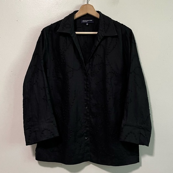 Jones New York Tops - Jones New York Signature Black Embroidered Button-Up Shirt Size M